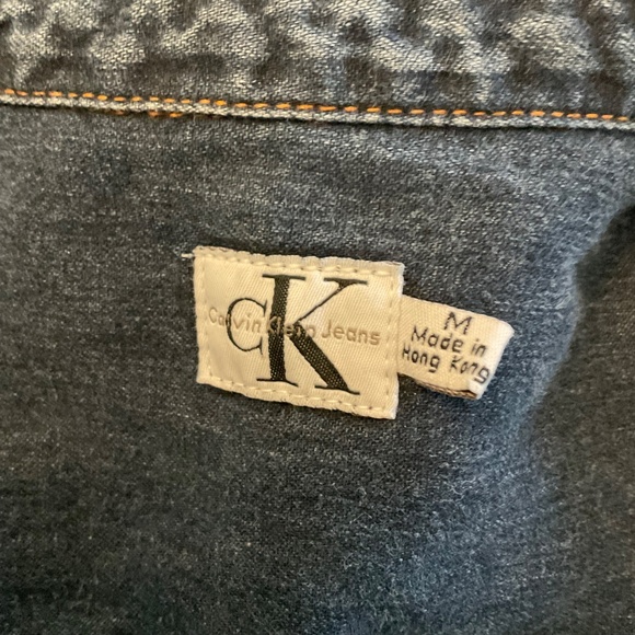 Y2K Vintage Calvin Klein CK Denim Button front Long Sleeve Mini Denim Dress Sz M - Picture 12 of 12
